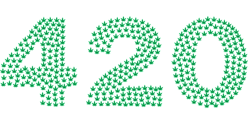 A visually striking image featuring the number '420' creatively formed by numerous small marijuana leaves. The leaves are meticulously arranged to shape the digits '4', '2', and '0', symbolizing the iconic reference to cannabis culture and April 20th. The image showcases the diverse shapes and shades of the leaves, highlighting their connection to marijuana and its significance within the community.