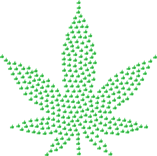 A large marijuana leaf intricately constructed using tiny marijuana leaves, forming a captivating mosaic, all set against a pristine white background.